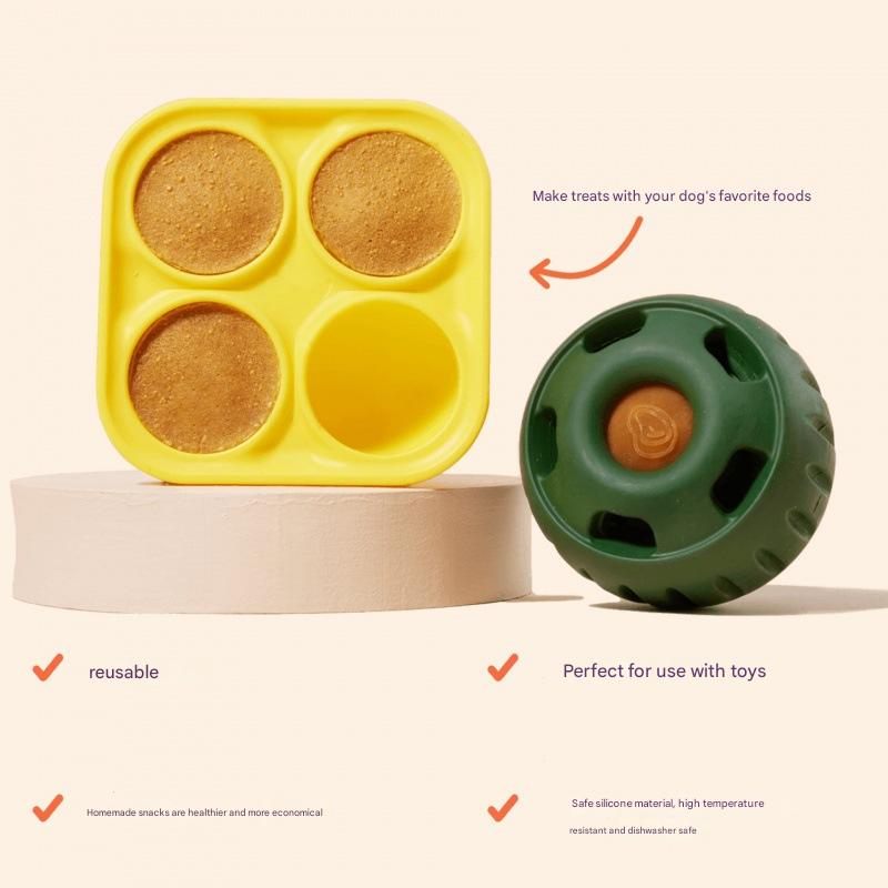 Interactive Dog Treat Dispensing Ball & Silicone Treat Mold Set - Durable, Dishwasher Safe(green)